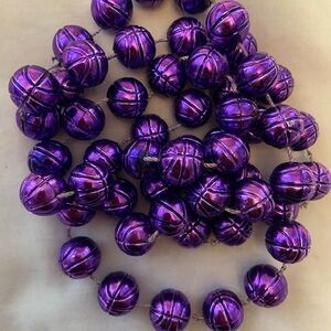 Vibrant Purple Basketball Beaded Necklace OS